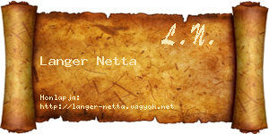 Langer Netta névjegykártya